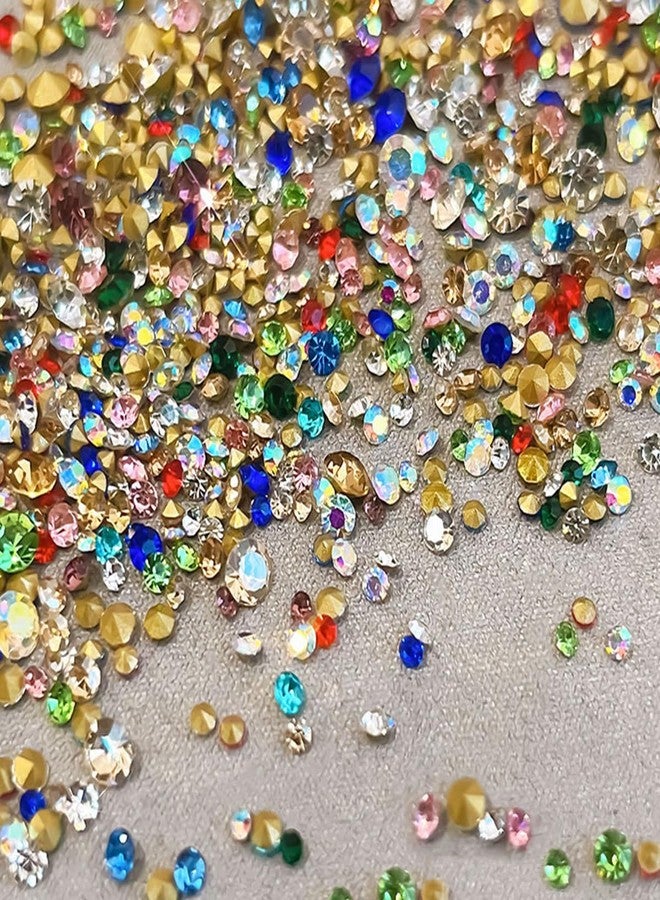 OSTTMA 1440Pcs Shiny Colorful Nail Art Rhinestones 3D Nail Charms Pointed Bottom Artificial Nails Diamonds Gems Crystals for Acrylic Nails Tips Manicure Accessories Decorations DIY Crafts - Image 2